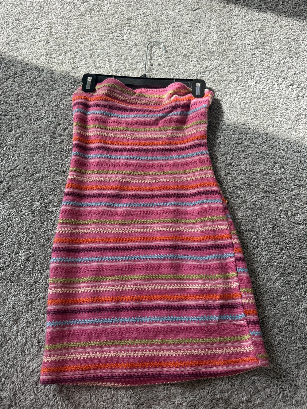 White Fox Boutique Pink Multi-Stripe Crochet Mini Dress